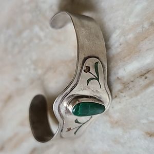 Vintage Malachite Floral Cuff Bracelet